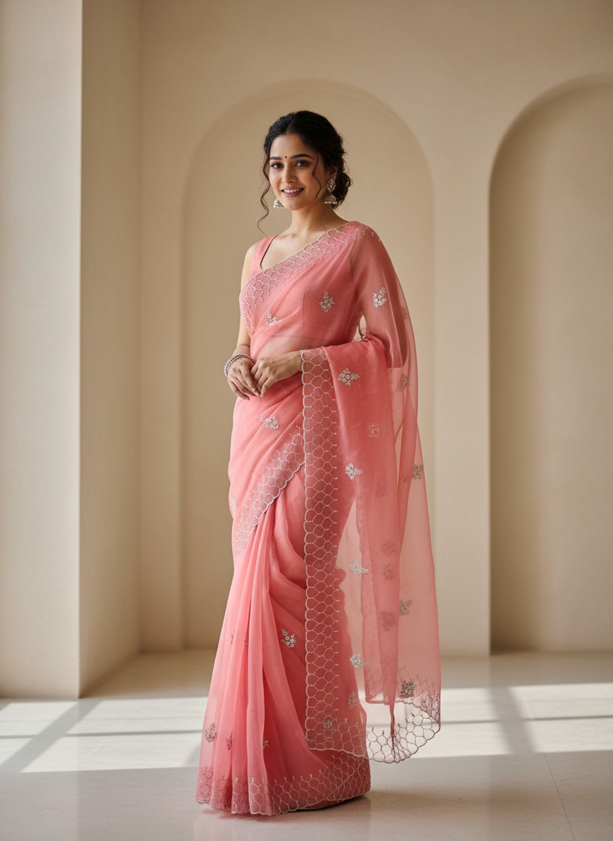 New bollywood fountain fabric embroidery saree