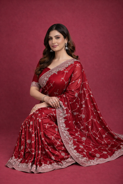 Star georgette silk saree