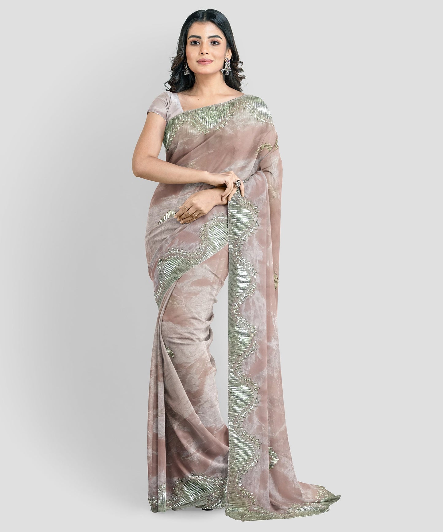 Embroidered Bollywood Chiffon Saree