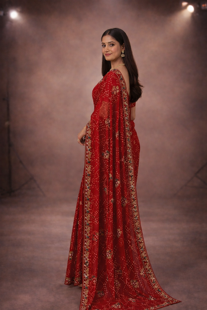 Pure chunari gotta tubelight work saree