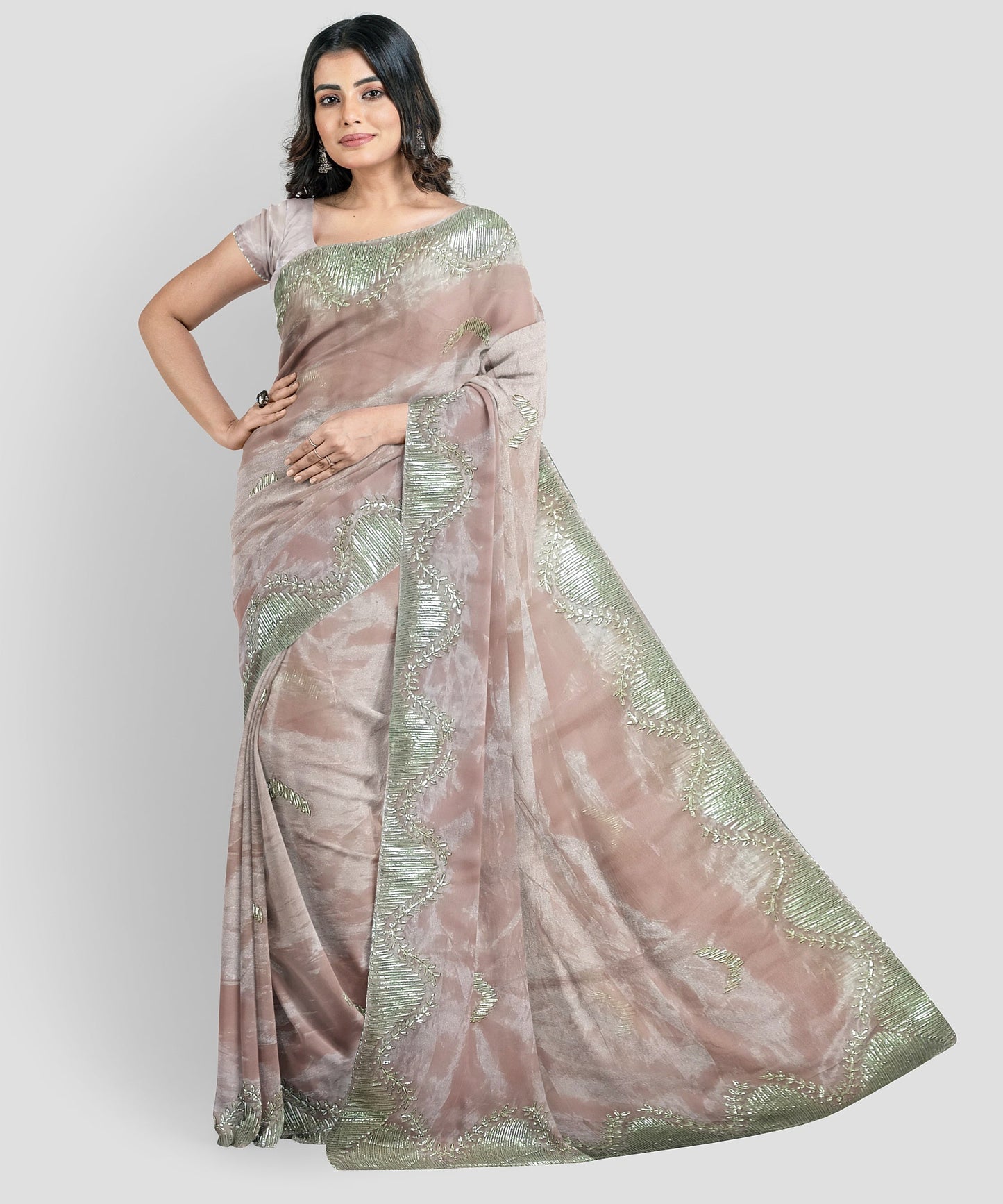 Embroidered Bollywood Chiffon Saree
