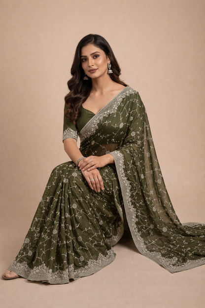 Star georgette silk saree