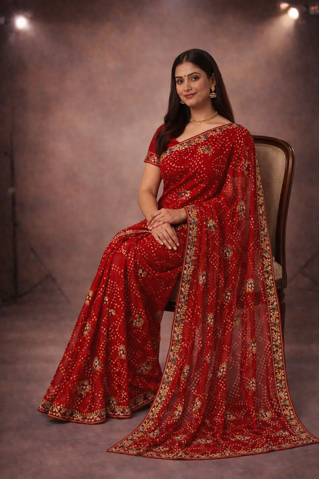 Pure chunari gotta tubelight work saree
