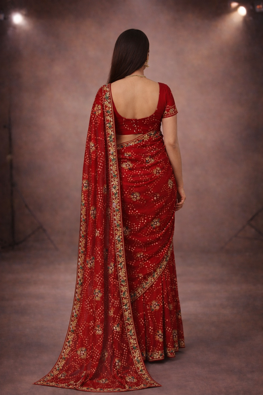 Pure chunari gotta tubelight work saree