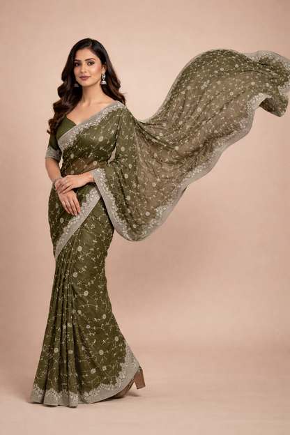 Star georgette silk saree