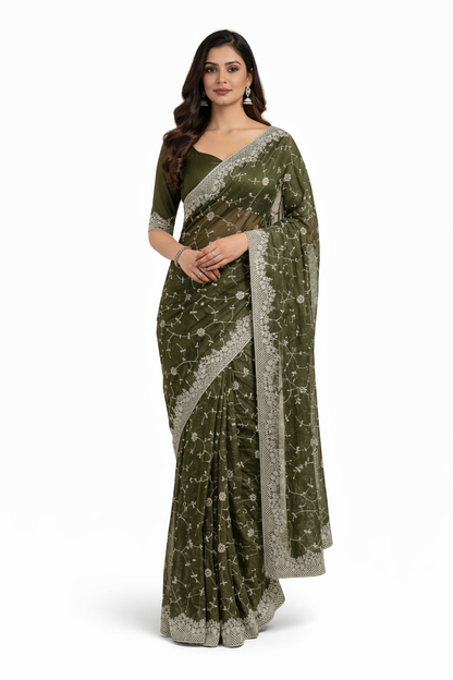 Star georgette silk saree