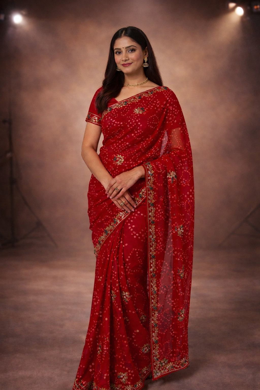 Pure chunari gotta tubelight work saree