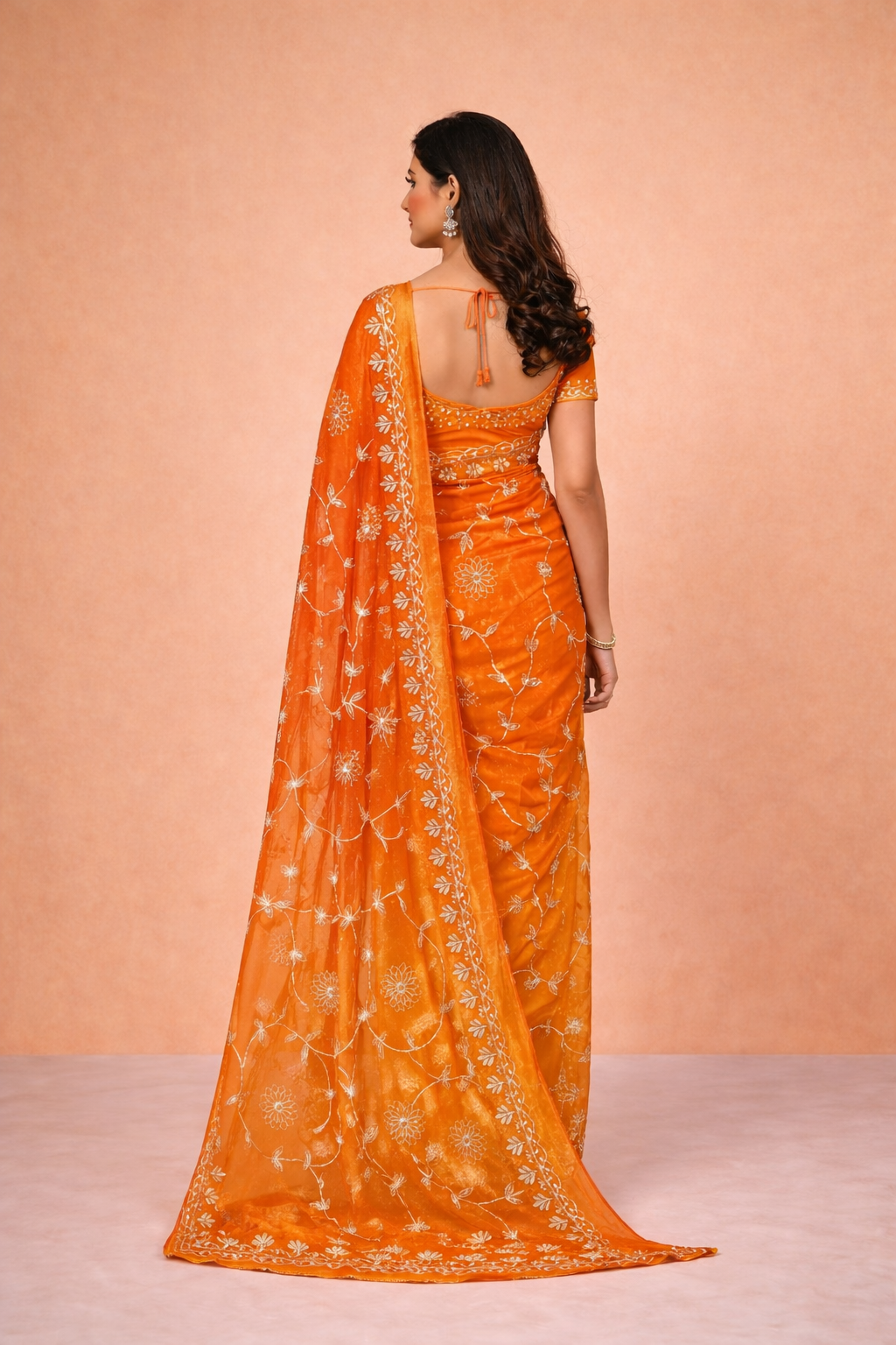 Gotta patti work chiffon fabric saree with gradient colour
