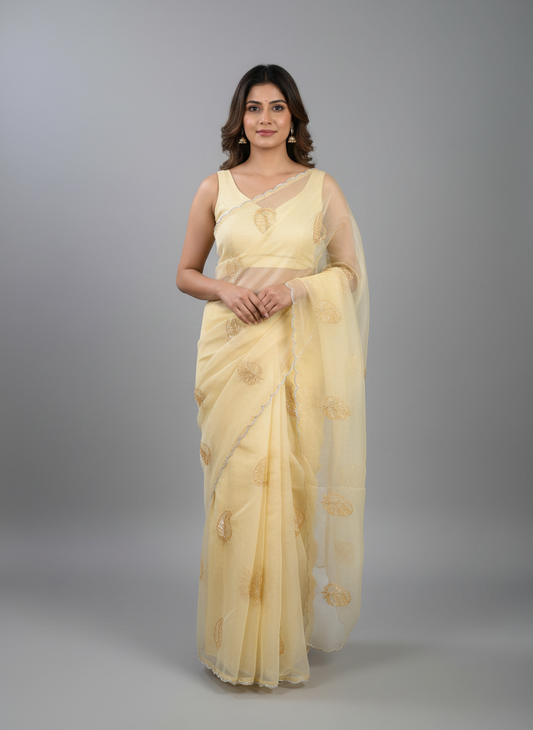 Fountain fabric yellow pattern