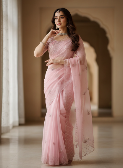 Bollywood style fountain fabric saree