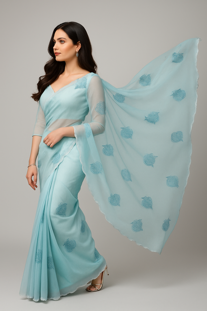 Fountain fabric with karsana work