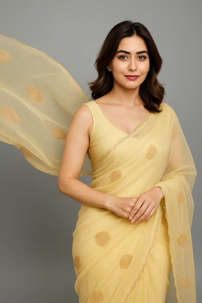 Fountain fabric yellow pattern