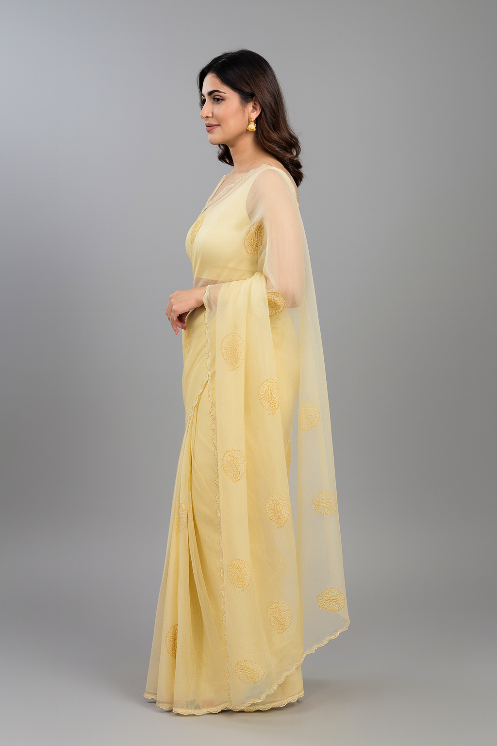 Fountain fabric yellow pattern