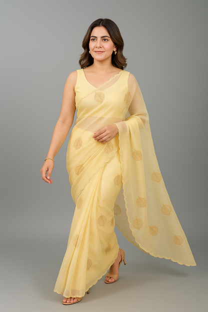 Fountain fabric yellow pattern