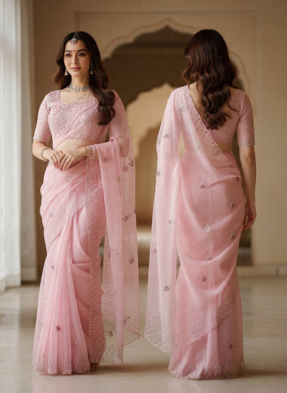 Bollywood style fountain fabric saree