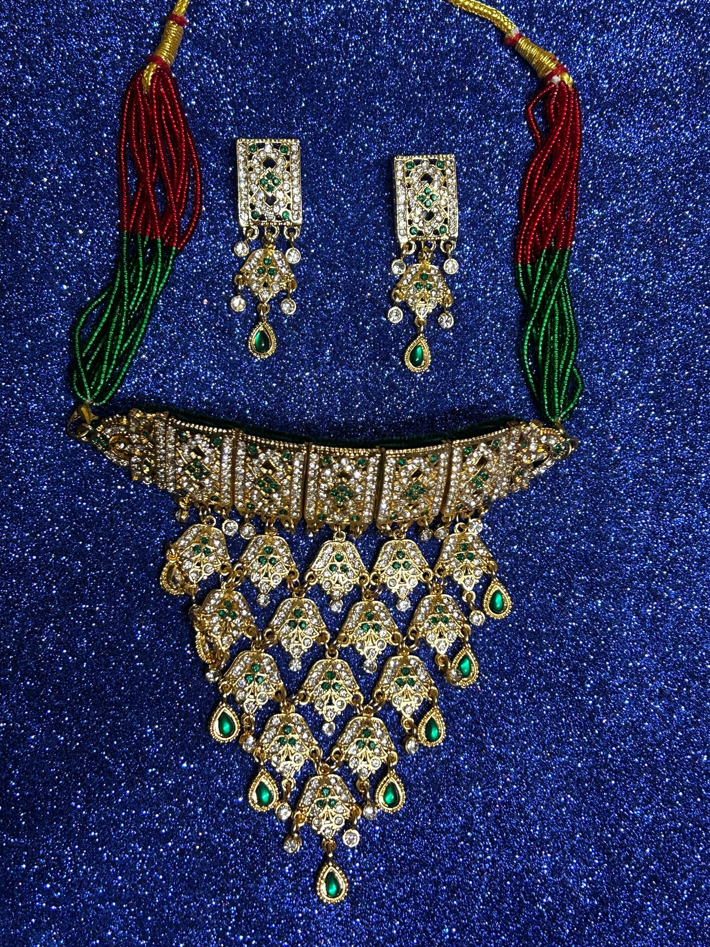 Green royal kundan work necklace