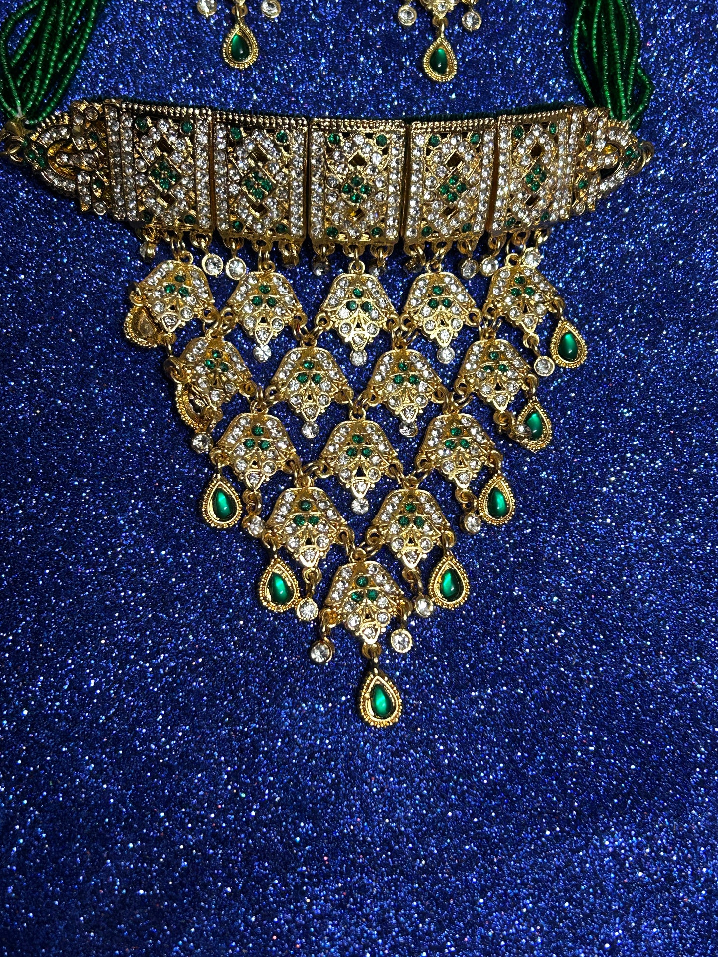 Green royal kundan work necklace