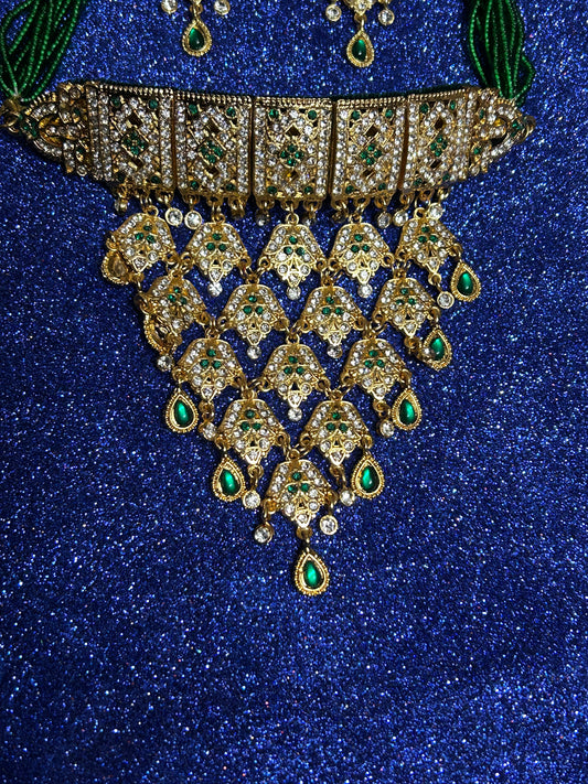 Green royal kundan work necklace