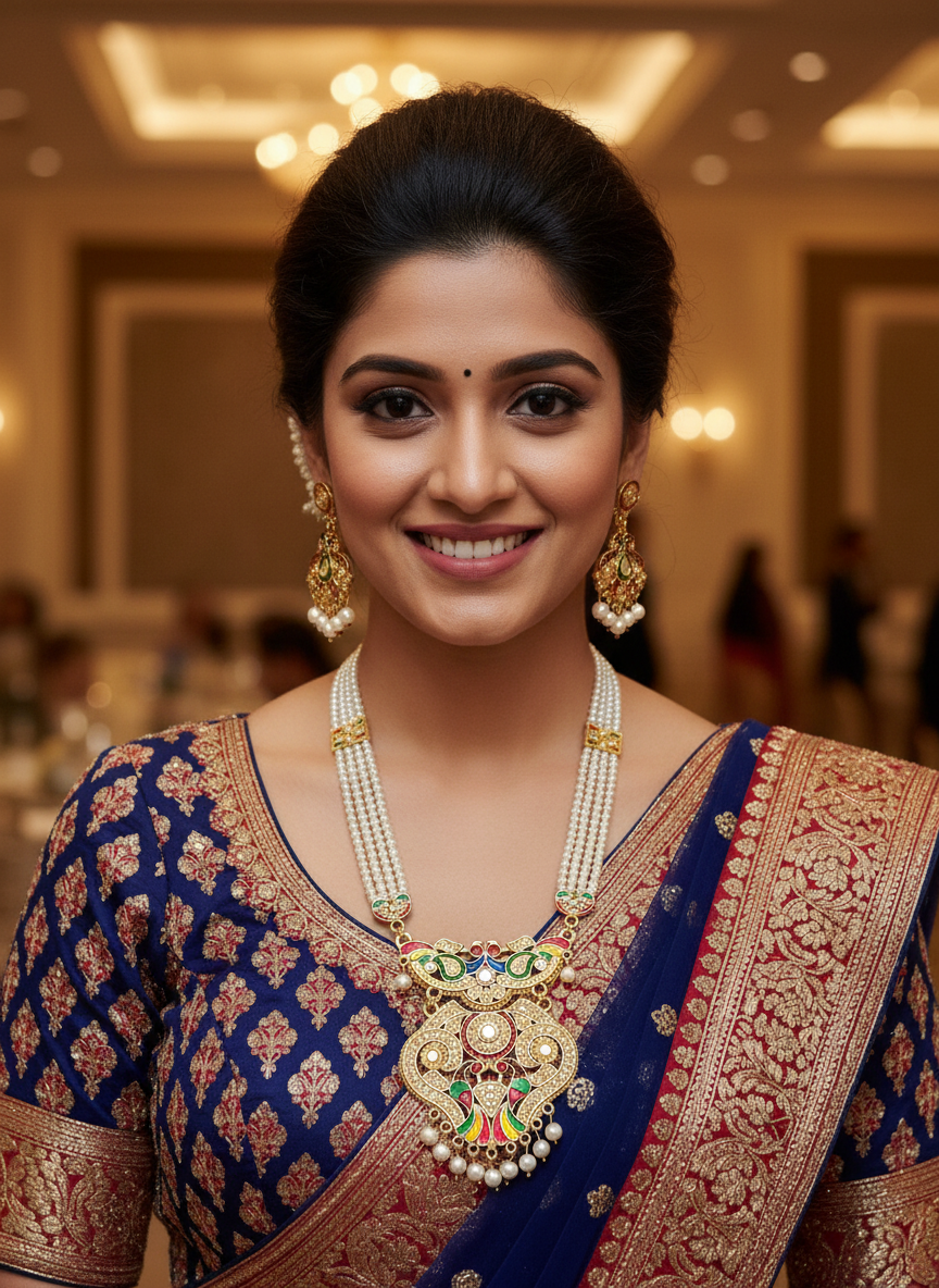 Diamond with mina work raani haar