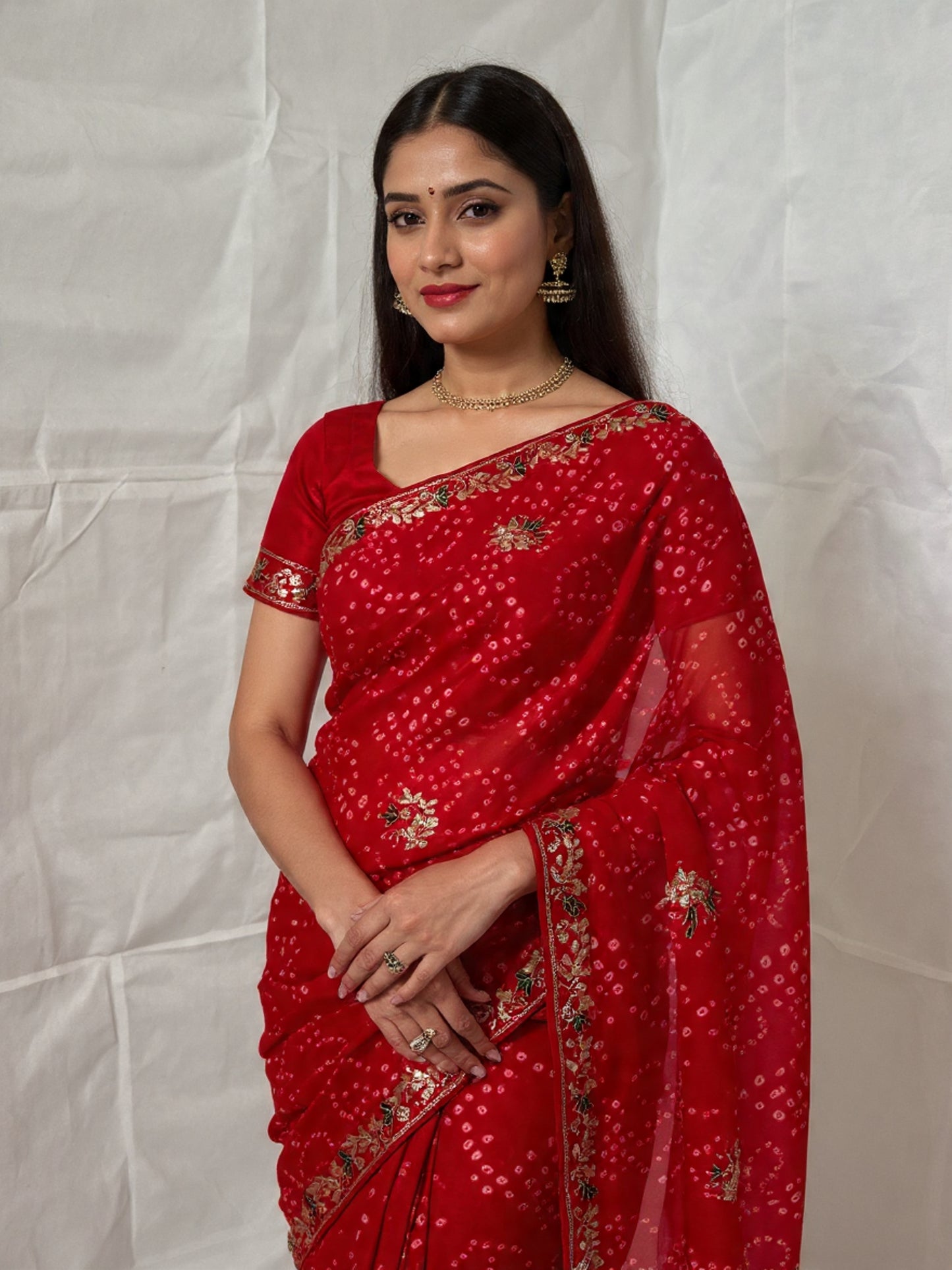 Pure chunari gotta tubelight work saree