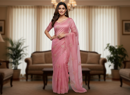 Embroidery fountain fabric saree